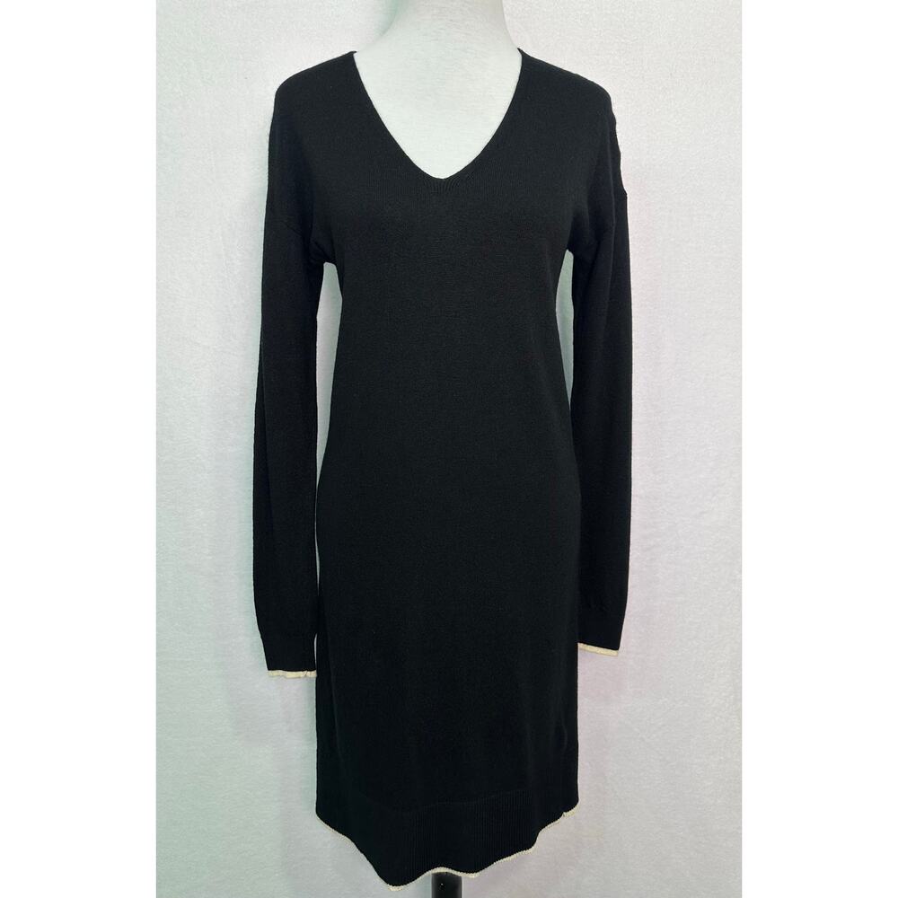 Banana Republic Black Merino Cashmere VNeck Long Sleeve Sweater Dress Size Small - Picture 2 of 10